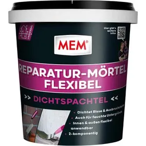 MEM Spachtelmasse 30836469 Reparatur-Mörtel, grau, Universalspachtel 1kg - Faserverstärkter 2-komponentiger Mörtel für Innen- und Außenbereich, ideal zum Abdichten von Rissen und Ausbruchstellen. Hochflexibel und frostbeständig für beste Ergebnisse.