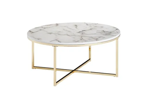 FINEBUY Couchtisch FB24016 - Rund in Marmor Optik Schwarz - Eleganter Couchtisch in Marmor Optik, rund und mit robustem Metallgestell, ideal für stilvolle Wohnräume.