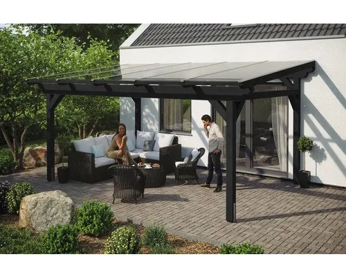 Terrassenüberdachung SKAN HOLZ Sanremo 541 x 250 cm - Markisen & Terrassenüberdachungen, stilvolles Design in Anthrazit, schützt vor Sonne und Regen für entspannte Stunden im Freien.