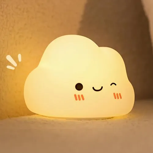 Gemmac Nachtlicht Kinder, Wolke Silikon Nachtlampe Dimmbar Timer, Touch-Steuerung Silikon Nachtlicht Baby, USB-Aufladbar Niedliche Cloud Night Light, Cute nachtlichter Kinderzimmer Deko Geschenke