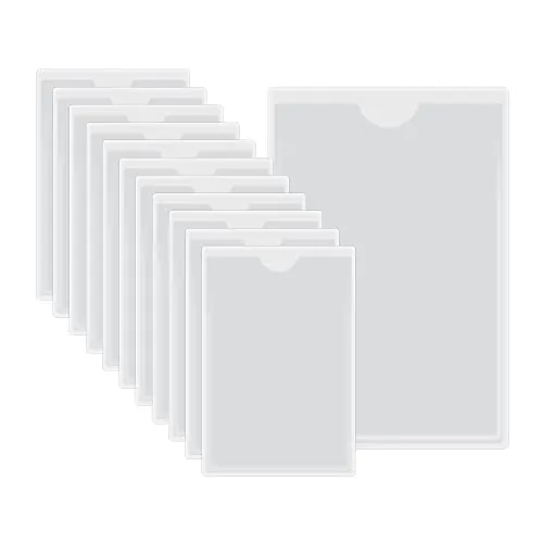 HLIWS Selbstklebend Visitenkarten Taschen-12 Stück Etikettenhalter Selbstklebend,Transparent Scheckkartenhülle,zum Schutz Ihrer Karten oder Fotos(Innengröße:7 * 11cm)