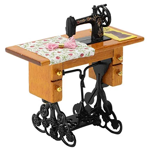 MAGT Puppenhaus Zubehör, Puppenhaus Möbel Vintage Miniatur Puppenhaus Nähmaschine Raum 1:12 Puppenhaus Möbel Spielzeug Puppenhaus Dekoration