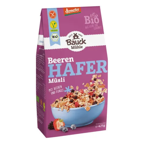 Hafermüsli mit Beeren demeter (425g) von Bauckhof