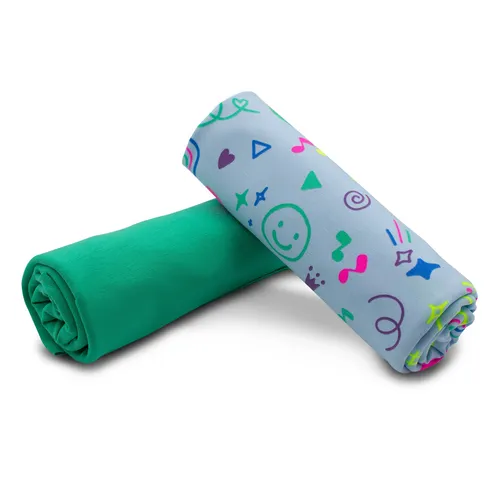 Jerseystoff 0,5m Design + 0,5m UNI Jersey Kinderkleidung nähen Set39 Neon Doodle