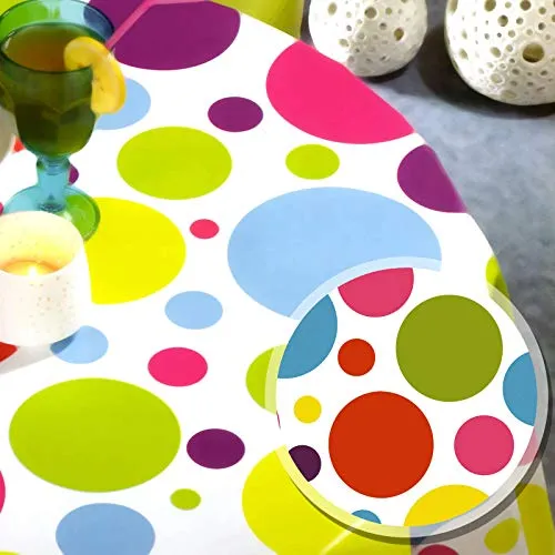 wachstischdecken 100 x 140 cm eckig Punkte bunt Gross #6021-00