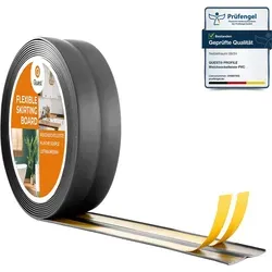 Sockelleiste Selbstklebend 18x18 mm Kunststoff, Knickleiste für Wand Boden, Flexibel Dekorativ UV-beständig, graphit, 5 m | QUEST - Grau