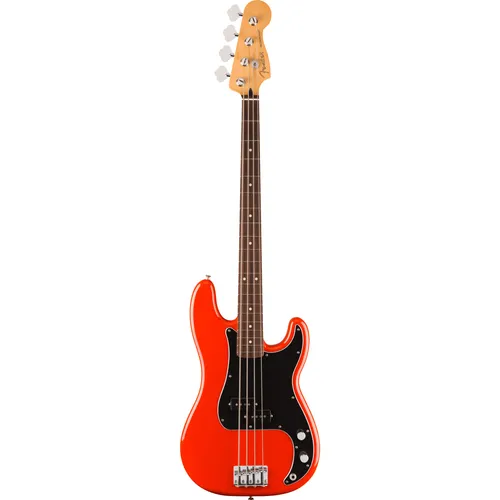 Fender Player II P Bass RW CRR - P-Bass in Coral Red; ideal für präzisen Sound mit Player Serie Alnico 5 Tonabnehmer und komfortablem Modern 