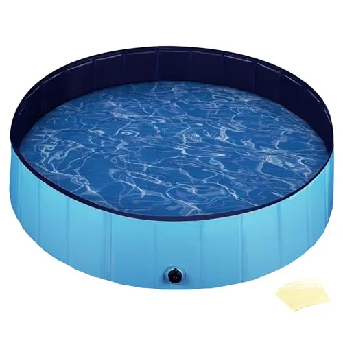 Fudajo Hundepool 100 x 30 cm rutschfestes Hundeplanschbecken, Hundeschwimmbad faltbar aus PVC, Hundebadewanne mit verstärkten Kanten, tragbarer Pool für Hunde