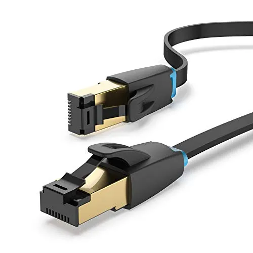 VENTION 0.5M Ethernet Twisted Pair LAN-Patch Kabel Cat8 Gigabit LAN Netzwerkkabel RJ45 40Gbps 2000MHz STP Molded Verlegekabel für Switch,Router,Modem,Patchpannel,Access Point,Raumgrau, Schwarzgold