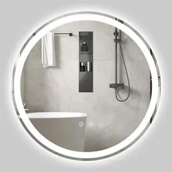 COSTWAY Spiegel mit Beleuchtung, Badspiegel rund, Badezimmerspiegel mit Touch-Schalter, Speichersystem&Anti-Beschlag Funktion, Wandspiegel