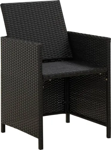 vidaXL Gartenstühle mit Kissen 2er Set aus Poly Rattan Schwarz - Stylische Gartenstühle aus wetterfestem Poly Rattan, ideal für entspannte Stunden im Freien. Mit bequemen, abnehmbaren Kissen für maximalen Komfort. Perfekt für Garten und Terrasse!