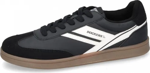 Dockers by Gerli Herren Sneaker Schwarz/Weiß EU 45 - Herren-Sneaker aus Kunstleder mit herausnehmbarer Decksohle und stylischem Retro-Design für optimalen Komfort und Trendbewusstsein.