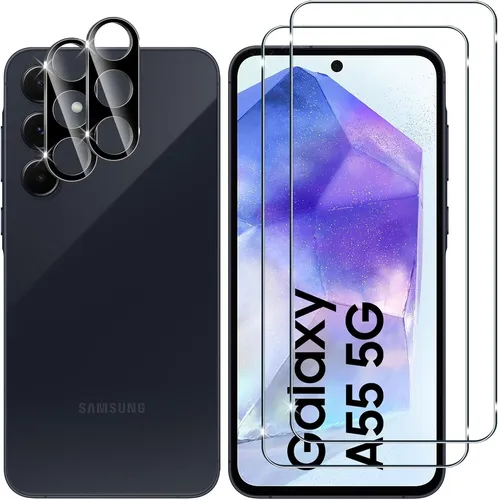 2X 3D Schutzglas ( Display + Kamera ) für Samsung Galaxy A55 5G Panzerfolie Full