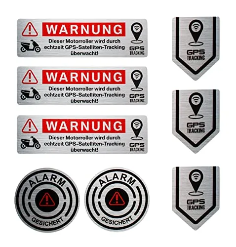 BIKE-label Anti Diebstahl Sticker 8 Stück edle GPS Alarm Aufkleber für Motoroller Handy Laptop X900272