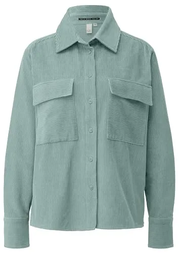 QS Damen 2170002 Langarmbluse, Größe 36 - Damenbluse mit Hemdkragen und langen Ärmeln, Loose Fit für hohen Tragekomfort, ideal für den lässigen Alltag oder Büro.