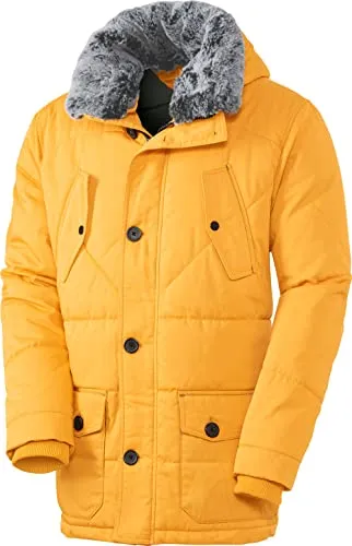 Franco Bettoni Herren Parka, warm wattierte Winterjacke, mit Reißverschluss & Knopfleiste, abnehmbare Kapuze, Herrenbekleidung, Gr. 48-60