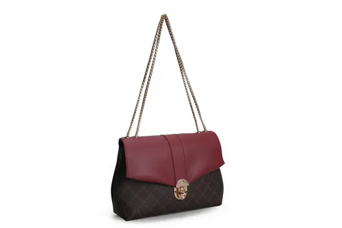 Schultertasche Handtasche Alltag Bag Bordeauxrotbraun