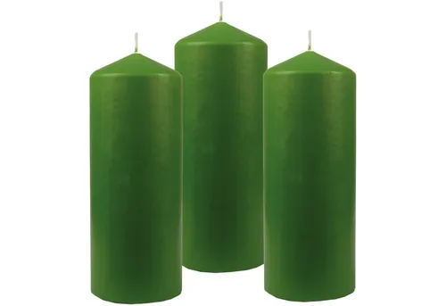 HS Candle Stumpenkerze Dekokerze (3-tlg), Wachskerzen Ø6cm x 17cm - Kerze in vielen Farben