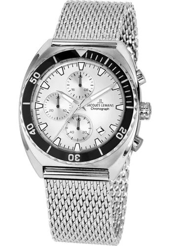 JACQUES LEMANS Herrenuhr 200 Chronograph Edelstahl in silber von Jacques Lemans