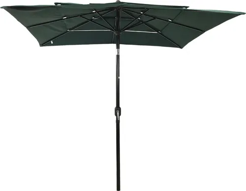 vidaXL Sonnenschirm mit Aluminium-Mast 3-lagig Grün 2,5x2,5 m - Sonnenschirm 2,5x2,5 m, UV-beständig und wasserabweisend, ideal für Garten und Terrasse. Mit stabilen Aluminium-Mast und Kurbel für einfache Handhabung.
