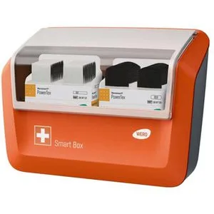 Wero Pflasterspender Smart Box, PowerTex - inkl. 70 elastische Strips - Pflasterspender für Wandmontage, befüllt mit 70 extra starken, elastischen Pflastern. Hygienische Schutzabdeckung und einhändige Bedienung für sofortige Nutzung.