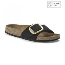 Birkenstock Pantolette Madrid Big Buckle Schwarz, 42 - Wanderschuhe mit anatomisch geformtem Fußbett und verstellbarem Schnallenverschluss für individuelle Passform und höchsten Komfort.