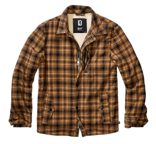 Brandit Classic Sherpa Jacket in Camel-Black, Größe M - Funktionsjacke mit warmem Sherpa Innenfutter, ideal für kalte Tage. Ausgestattet mit Brusttasche, seitlichen Einschubtaschen und einem stylischen Holzfäller-Look.