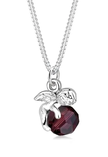 Elli Halskette Damen Engel Anhänger aus 925 Sterling Silber mit Kristallen - Elegante 45 cm lange Halskette mit funkelndem Engel Anhänger aus 925 Sterling Silber. Handgefertigt und anlaufgeschützt, ideal für jeden Anlass. Perfekt als Geschenk für besondere Momente, stilvoll verpackt.