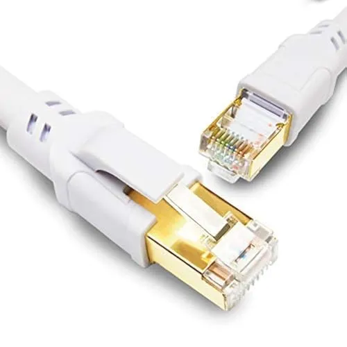 Yauhody Cat 8 Lan Kabel 8m, Ethernet Kabel 40Gbps 2000MHz S/FTP Netzwerkkabel Gigabit RJ45 Patchkabel für Router, TV, PC, Switch, PS5, Modem(Weiß 8m)