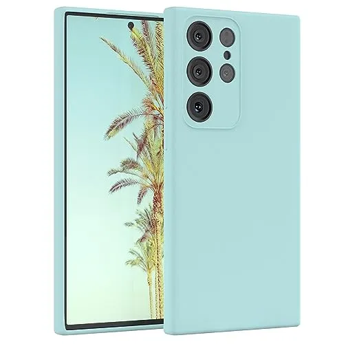 EAZY CASE Premium Silikon Handyhülle kompatibel mit Galaxy S23 Ultra Slimcover mit Kameraschutz und Innenfutter, Silikonhülle, Schutzhülle, Bumper, Handy Case, Hülle, Softcase, Mint Grün