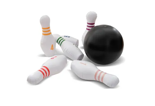 Ocean5 Spiel XXL Bowling-Spiel Aufblasbares Kegeln-Set, Familienspiel, für Kinder - 1 Ball mit 6 Pins