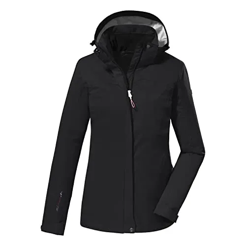 killtec Damen Funktionsjacke KOS 133 WMN JCKT - Funktionsjacke mit 10.000 mm Wassersäule und abzippbarer Kapuze, ideal für Outdoor-Aktivitäten und 100% wasserdicht – umweltfreundlich und praktisch!