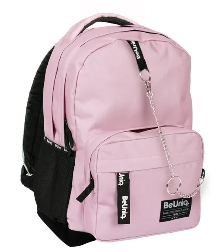 PASO Leichter Rucksack für Mädchen, BeUniq Jugendrucksack mit Kette, Farbe ROSA