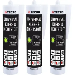 3x TECPO Universal Klebe- und Dichtstoff FLEX SEAL 522 SCHWARZ 1K...
