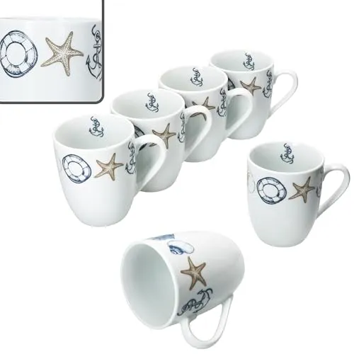 MamboCat Becher Neptun 6x Kaffeebecher 280ml in weiß von MamboCat