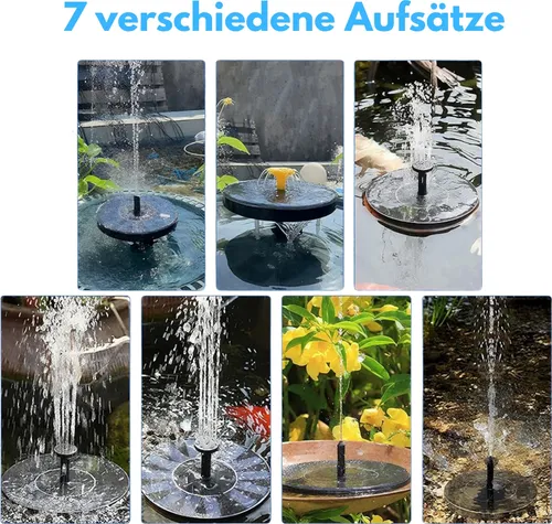matches21 HOME & HOBBY Solar-Brunnen Set - Rosa 45 cm - Teichdekoration mit 5 wechselbaren Aufsätzen, ideal für Garten und Vogeltränke. Genießen Sie die entspannende Wasserspiele und die umweltfreundliche Solarenergie!