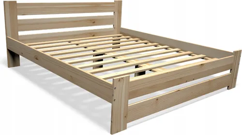 Holzbett komplett mit Rahmen, Bett für Senioren und Bett für Jugendliche, Bett aus Kiefernholz mit hohem Kopfteil, 120x200 cm hoch