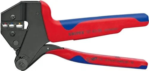 Knipex 97 43 06 Crimpzange für isolierte Kabelschuhe - Crimpzange für lötfreie Verbindungen, ergonomisch gestaltet mit präziser Crimpqualität und kraftverstärkender Hebelübersetzung, ideal für Profis und Heimwerker.