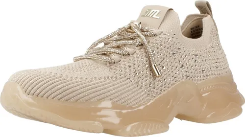 Steve Madden Meter Sportschuhe Beige/Braun EU 39 - Sneaker für Damen, sportlich und stylisch mit geformter Sohle und glitzerndem Strickobermaterial für Komfort und modische Akzente.