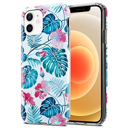 Cadorabo Hülle kompatibel mit Apple iPhone 12/12 PRO Schutzhülle TPU Silikon Case Blumen Design Slim Kratzfest Weiche Gummi mit Rundumschutz Case Hülle für iPhone 12/12 PRO in Weiß
