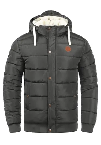 Blend Winterjacke BLEND BHFrederico grau L (52/54) - Funktionsjacke mit hochschließendem Kragen und Kapuze, ideal für kalte Tage. Hergestellt aus 100% Polyester, bietet sie einen bequemen regular fit und praktische Eingrifftaschen.