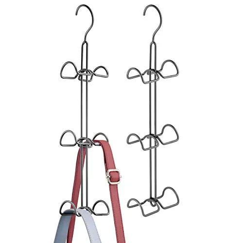 mDesign 2er-Set multifunktionaler Kleiderbügel – platzsparender Kleiderhaken für die Kleiderstange – doppelseitiger Garderobenhaken für Taschen, Jacken, Schals und Rucksäcke – dunkelgrau