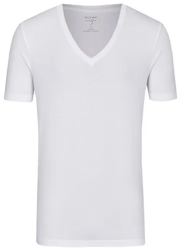 OLYMP T-Shirt Casual weiß XL - Herren-Shirt in Größe XL, aus 94% Baumwolle für hohen Tragekomfort, mit tiefem V-Ausschnitt und Kurzarm, ideal für lässige Outfits.