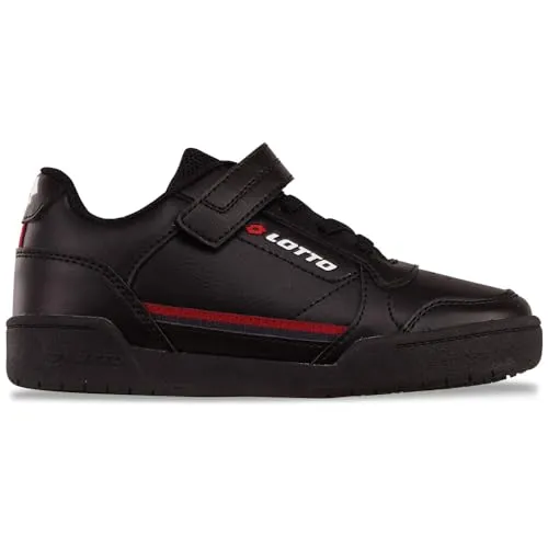 Lotto Sneaker - Vielseitig kombinierbar in Schwarz (33 EU) - Sneaker in Größe 33, ideal für sportliche Outfits. Mit Klettverschluss für einfachen Einstieg und aus robustem Synthetikmaterial für hohen Tragekomfort.