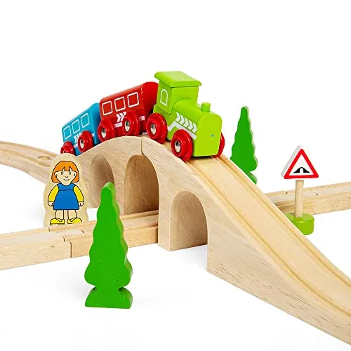 Bigjigs Rail Holzeisenbahn Set 8 - Züge & Schienenfahrzeugspielsets für Kinder – 27 Teile, 1,02m Breite, fördert kreatives Spiel und ist mit vielen Marken kompatibel. Ideal für Kinder ab 3 Jahren.