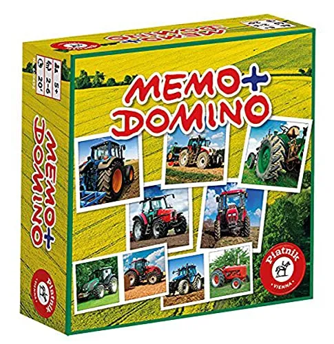 Piatnik 6594 - Kompaktspiel Memo Domino Traktoren, für 2-6 Spieler, unterhaltsames Spielvergnügen für die ganze Familie