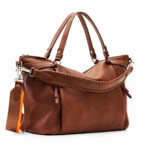 DESIGUAL - Libyen Half Logo Tasche Braun Große Damen 45x35cm Shopper Lim Edition