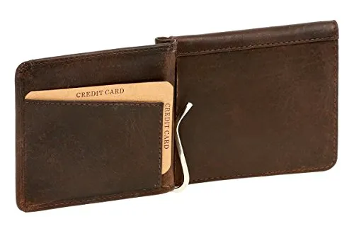 LEAS Dollar- & Money Clip Geldscheinklammer m. Münzfach im Vintage-Style Echt-Leder, braun Vintage-Collection