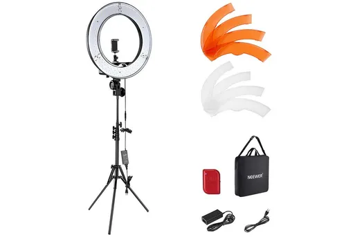 Neewer Ringlicht RL-18 Ringlicht mit Stativ Set:45cm Außen 55W 5600K LED Ringleuchte, Dimmbare, mit Bluetooth Fernbedienung, für Handy/Kamera YouTube TikTok