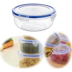 LS-LebenStil Frischhaltedose Clip & Lock 400ml Rund mit Deckel Kunststoff auslaufsicher Vorratsdose Lunchbox Mikrowelle Gefrierbox stapelbar - Transparent